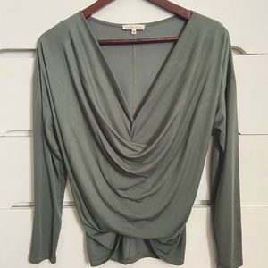Olive green v-neck blouse